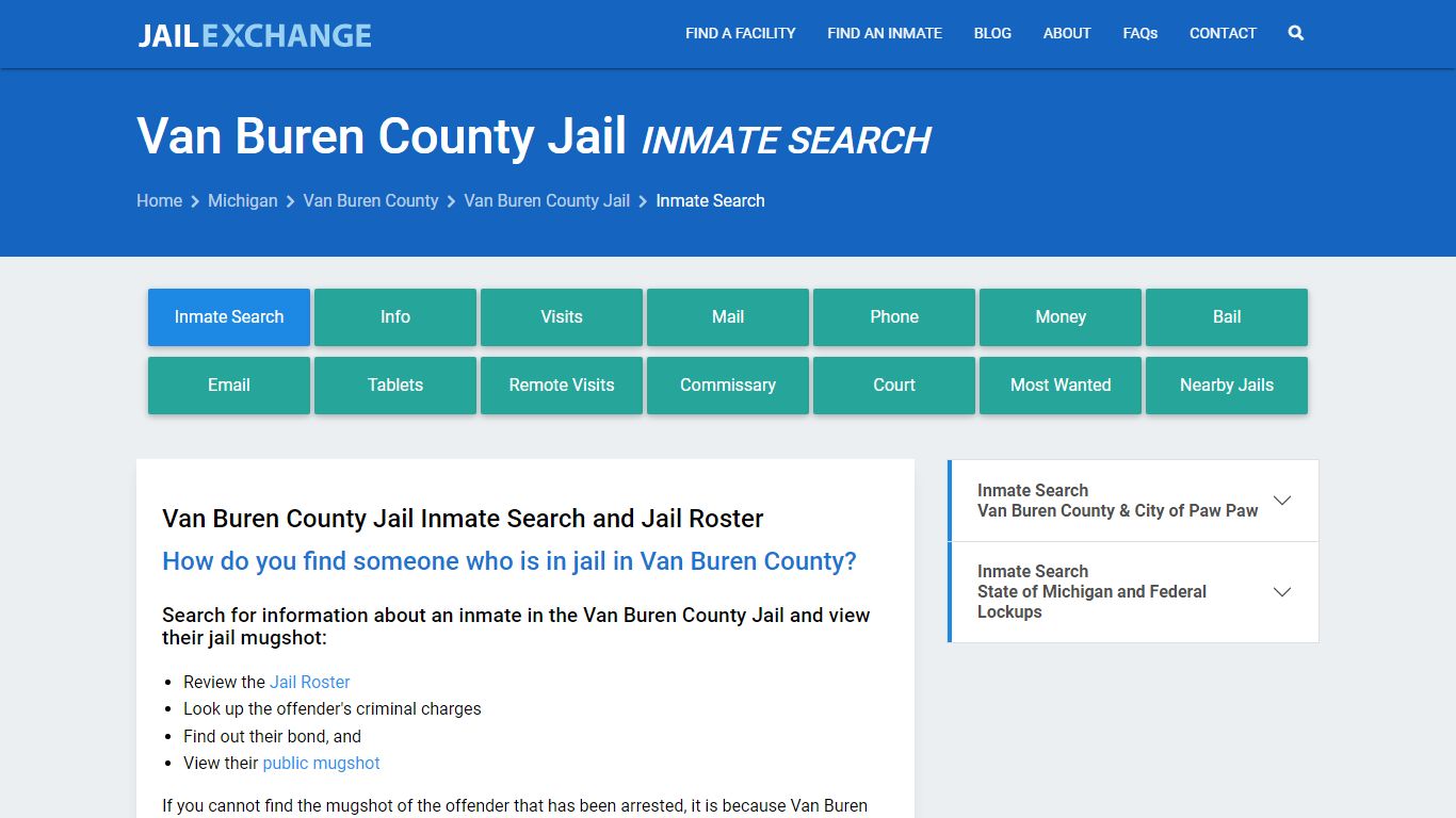 Inmate Search: Roster & Mugshots - Van Buren County Jail, MI